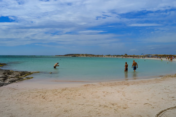 Fototapeta na wymiar View From the sandy beach of Elafonisi