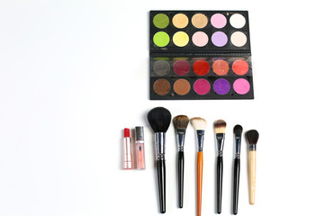 makeup brushes set for professional on white background