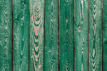 Dark green old wooden boards. Backgrounds and textures fence painted. Front view. Attract a beautiful vintage background.