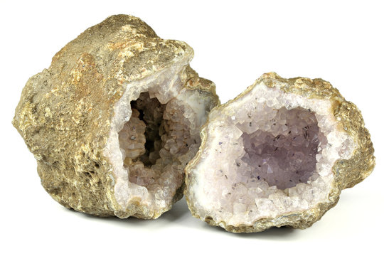 Amethyst Geode Found In Algeria Isolated On White Background