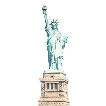 The Statue of Liberty, Landmarks of New York, isolated white background with clipping path