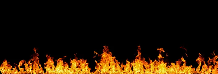 Sierkussen Fire flames on black background © prasong.