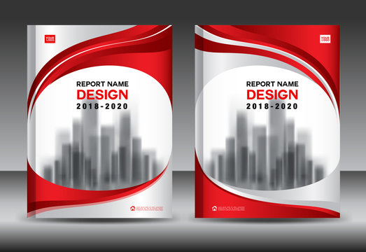 Annual Report Brochure Flyer Template, Red Cover Design, Business Advertisement, Magazine Ads, Catalog Vector Layout In A4 Size