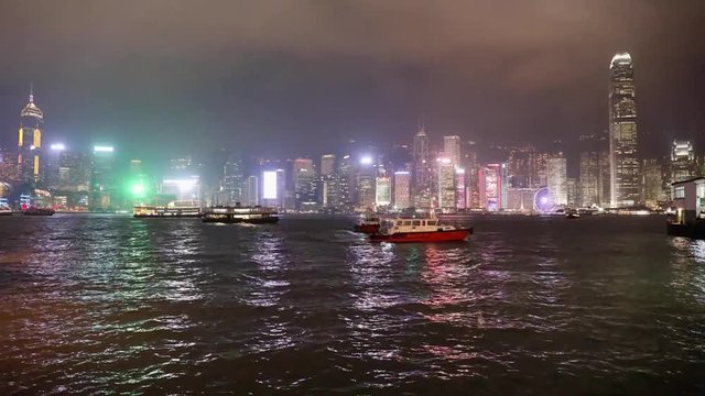 Victoria Harbour Hong Kong at Night timelapse