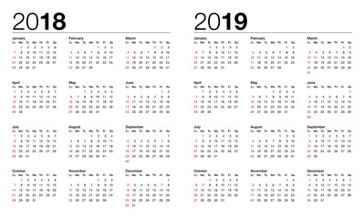 calendar for 2017 and 2018