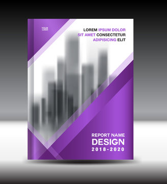 Annual report brochure flyer template, Purple cover design