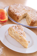 piece of apple pie with crumbles