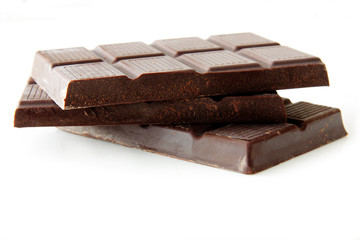 chocolate pieces isolated on white background
