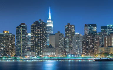 Cityscape in Manhattan at night, New York City, USA
