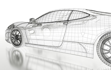 Fototapeta premium 3D car mesh on a white