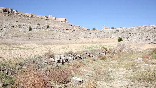 landscape with a view of the castle and Gormaz village, province of Soria, Spain