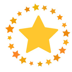 Obraz premium Star in circle shape. Starry vector border frame icon isolated on a white background.