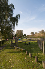 Fototapeta na wymiar Play area at Clare Castle Country Park
