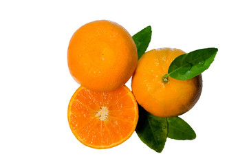 Orange fruit. Orang slice isolate on white. With clipping path, Orange background white