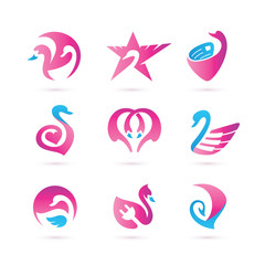 Set of Swan Logo Vector - Pets Logo