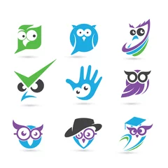 Fotobehang Set of owl Logo Vector - Pets Logo © nospacestock
