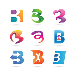 Set of Letter B Logo Vector - Colorful Modern Logo