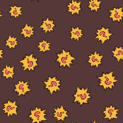 Seamless pattern with hand drawn colorful question signs.