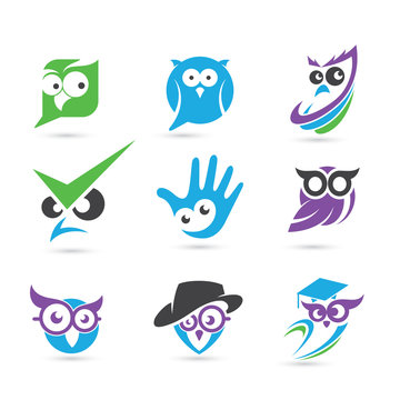 Set of owl Logo Vector - Pets Logo