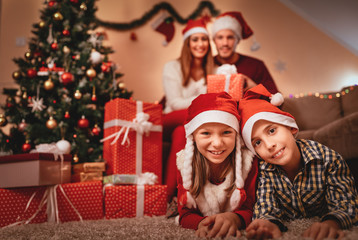 Fototapeta na wymiar Happy Family At Christmas Holiday