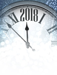 Naklejka na ściany i meble 2018 New Year background with clock.