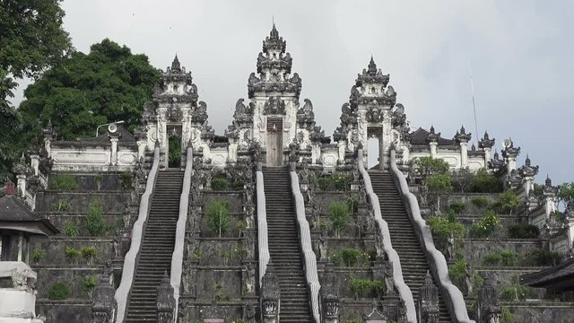 Beautiful steps in Lempuyang temple in summer sunny day, Bali, Indonesia.