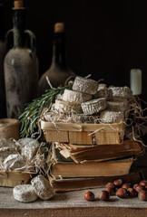 Variety of French Cheeses in a Dusty Pantry