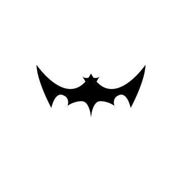 vector halloween black bat animal icon or sign isolated on white background. vector bat silhouette with wings.