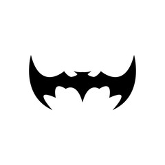 vector halloween black bat animal icon or sign isolated on white background. vector bat silhouette with wings.