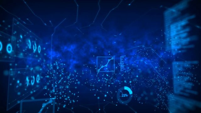 Abstract background Dot circle with connection for futuristic network  cyber connect concept with fractal effect grain and dark process