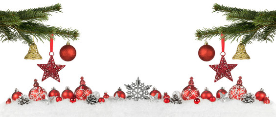 Weihnachtliches auf Schnee mit Textfreiraum