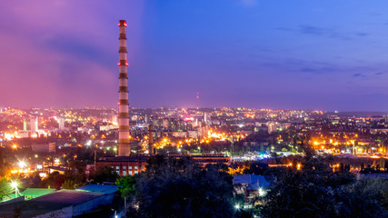 Overview of Chisinau, view from above at sunset, Republic of Moldova