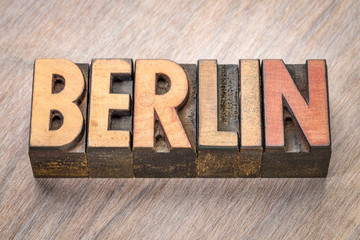 Berlin word abstract in wood type