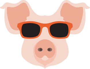 pig face head glasses vector illustration style flat 