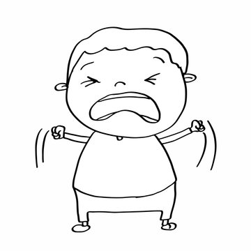 cute boy crying cartoon illustration and coloring