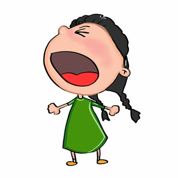 cute girl crying cartoon illustration 