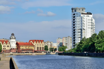 Fototapeta na wymiar KALININGRAD, RUSSIA - MAY 25 2014: Fishing village - Cultural and ethnographic complex, tourist attraction of the city