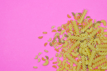 background with different kind of pasta