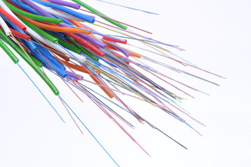 Colorful Fiber Optical Cables with Loose Tube Gel Filled, Closeup Abstract in Future Technology