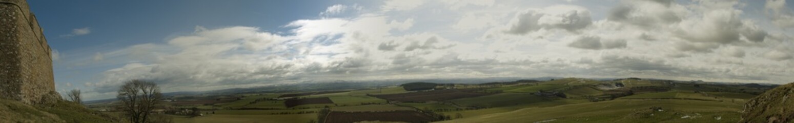 Naklejka na ściany i meble Panorama from Hume castle to the Eildons