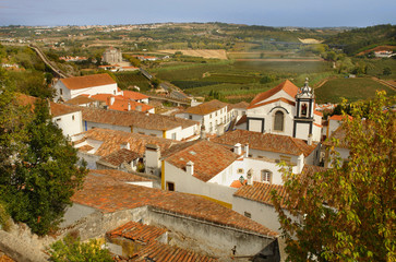 Óbidos -   Medieval old fortified city in Portugal with well-preserved castle and walls
