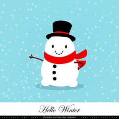 Playful snowman. Winter, Christmas and New Year illustration. Element of the collection. Vector illustration