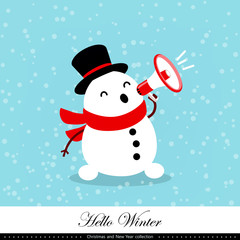 Playful snowman. Winter, Christmas and New Year illustration. Element of the collection. Vector illustration