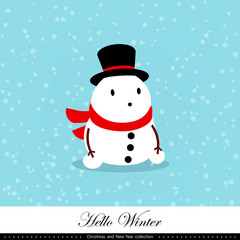 Playful snowman. Winter, Christmas and New Year illustration. Element of the collection. Vector illustration