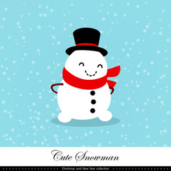 Playful snowman. Winter, Christmas and New Year illustration. Element of the collection. Vector illustration