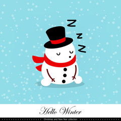 Playful snowman. Winter, Christmas and New Year illustration. Element of the collection. Vector illustration