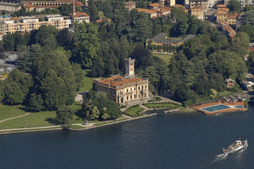 Lombardy, Lake Como; Cernobbio, Villa Erba,aerial.