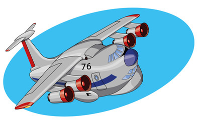 Naklejka na ściany i meble Мультяшный реактивный самолет, векторная иллюстрация