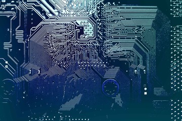 Dark background of the silhouette of the computer motherboard for the design of the company's IT site. Circuit board. Electronic computer hardware technology. Motherboard digital chip.