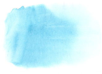 Soft blue watercolor. Light stain with aquarelle paint blotch.